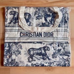 Dior Elegant Navy and Cream Animal Print Tote Brand New